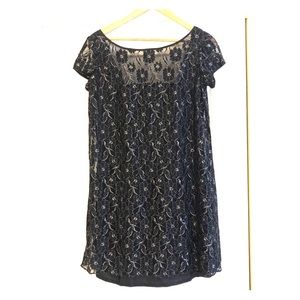 Foley black lace mini dress